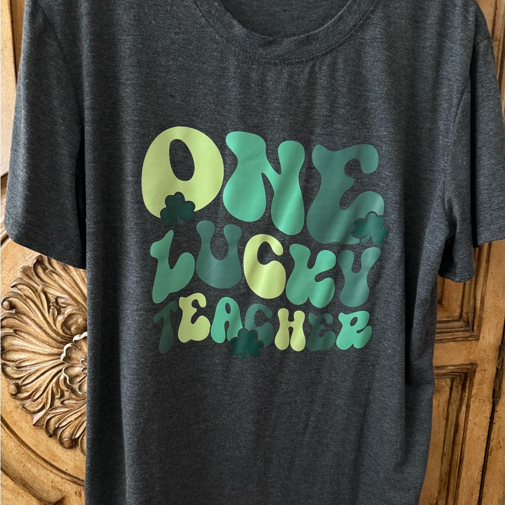 Gray 'One Lucky Teacher' T-Shirt